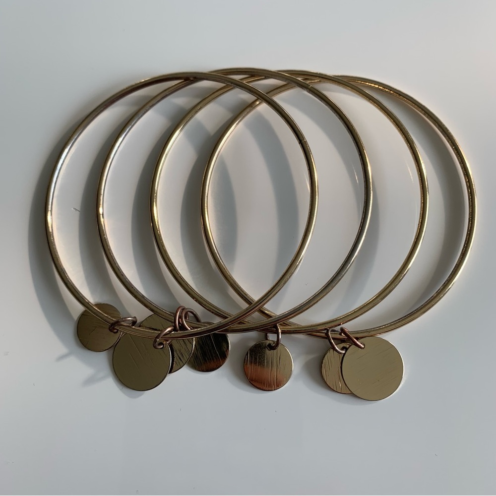 Gold-Tone Circle Tag Bangles